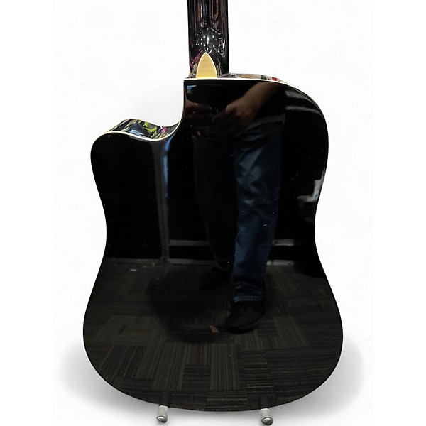 Used Washburn WA90CE Black Acoustic Electric Guitar