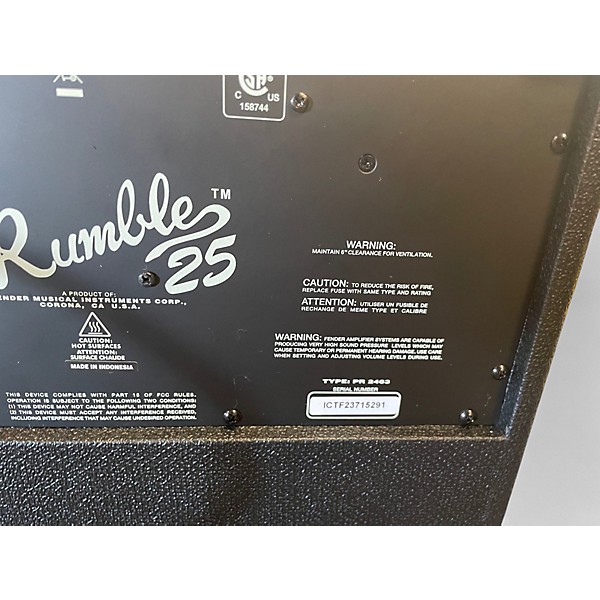 Used Fender Rumble 25 25W 1x8 Bass Combo Amp