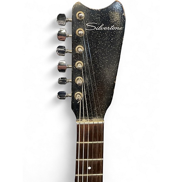 Vintage 1960s Silvertone 1448 Black Solid Body Electric Guitar