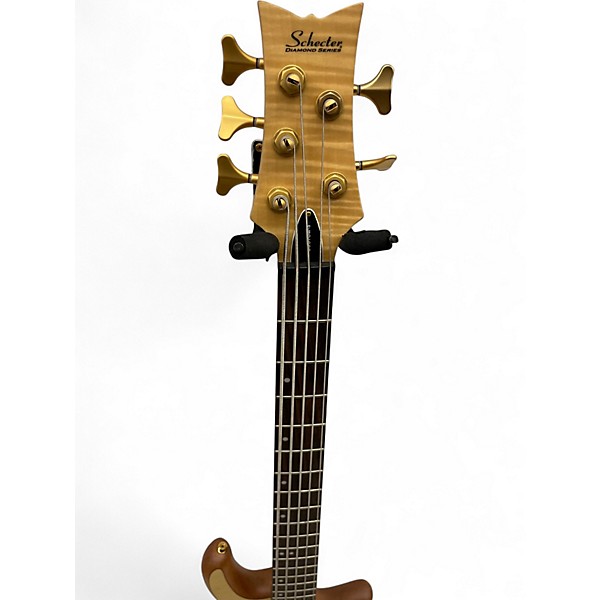 Used Schecter Guitar Research Stiletto Custom 5 String NATURAL Electric Bass Guitar