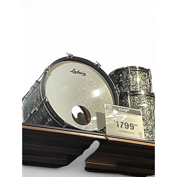 Vintage 1970s Ludwig 3 Piece Downbeat  black oyster pearl Drum Kit