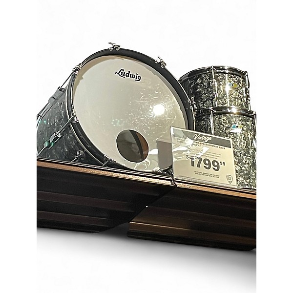 Vintage 1970s Ludwig 3 Piece Downbeat  black oyster pearl Drum Kit