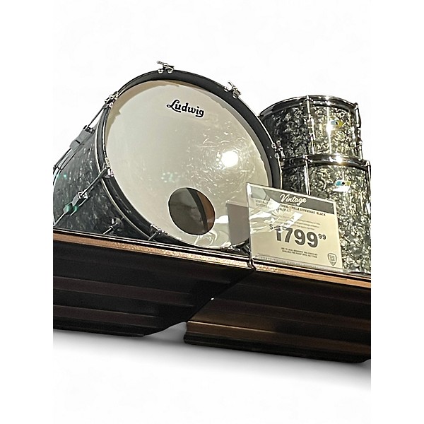 Vintage 1970s Ludwig 3 Piece Downbeat  black oyster pearl Drum Kit