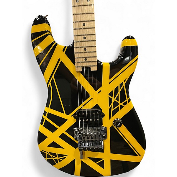 Used EVH Striped Series Black and Yellow Solid Body Electric Guitar
