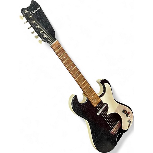 Vintage 1960s Silvertone 1448 Black Solid Body Electric Guitar