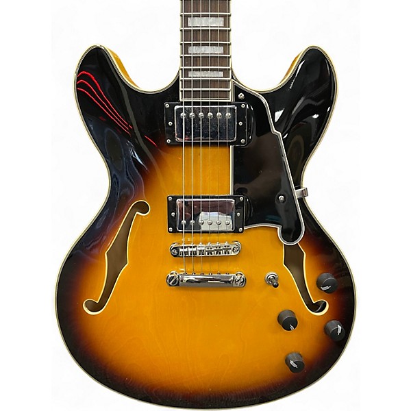 Used D'Angelico Premier Series DC Vintage Sunburst Hollow Body Electric Guitar