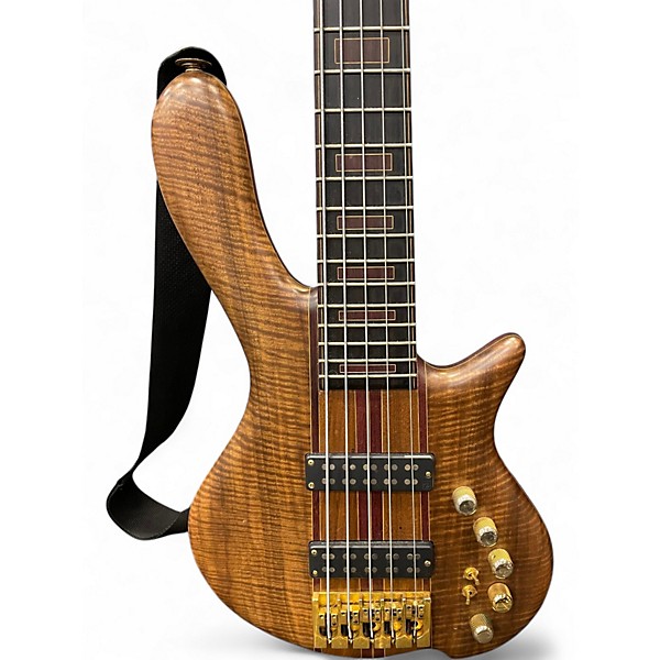 Used Shawn May Custom 5-String Walnut with Purpleheart and Maple Binding Electric Bass Guitar