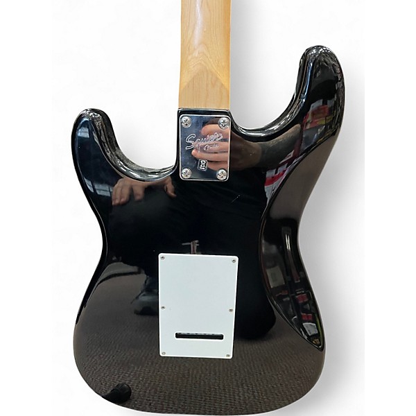 Used Squier Standard Stratocaster Black and White Solid Body Electric Guitar