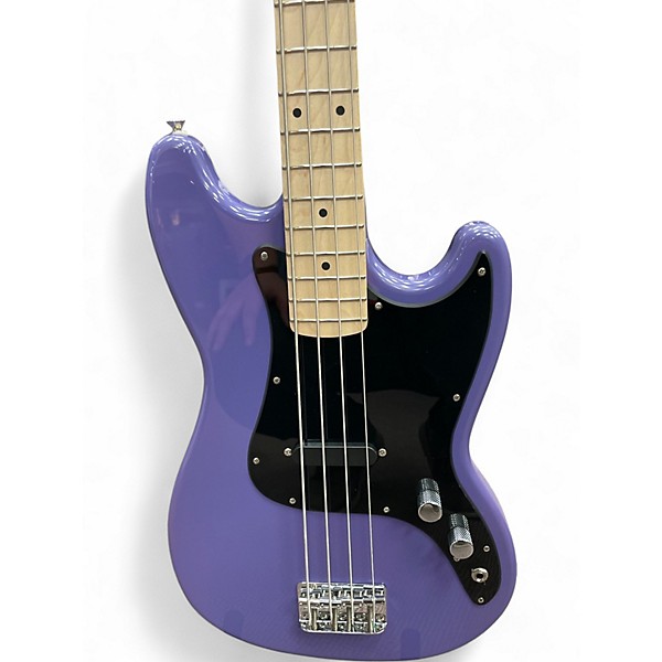 Used Squier Bronco Purple Electric Bass Guitar