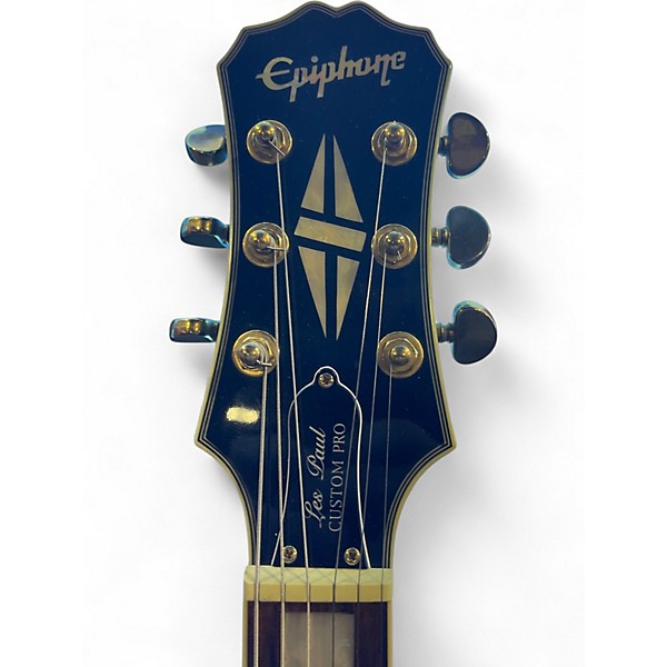Used Epiphone Les Paul Custom Pro Black and Gold Solid Body Electric Guitar