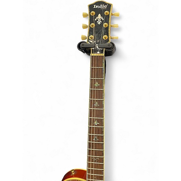 Used Indie FDL Fleur De Lys FLAME SUNBURST Solid Body Electric Guitar