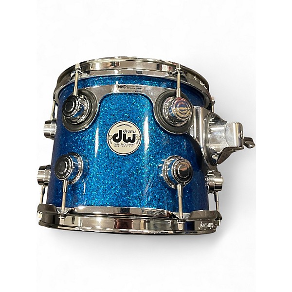 Used DW 10X8 Collector's Series Tom Broken Glass Blue Sparkle Drum