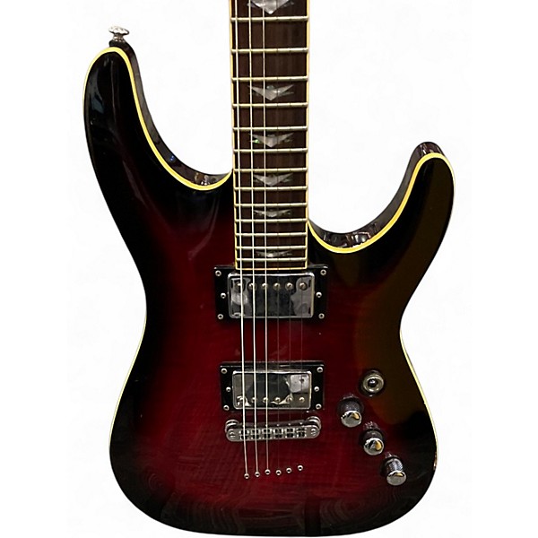 Used Schecter Guitar Research C-1 PLUS Crimson Red Burst Solid Body Electric Guitar