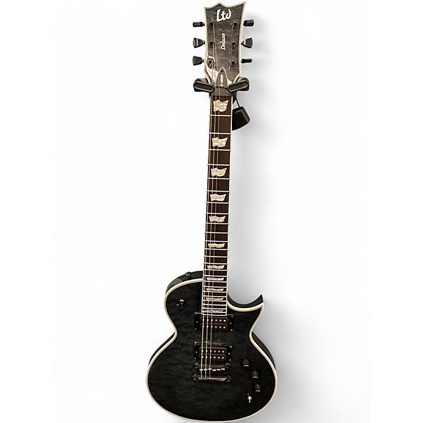 Used ESP EC1000 Deluxe Trans Black Solid Body Electric Guitar