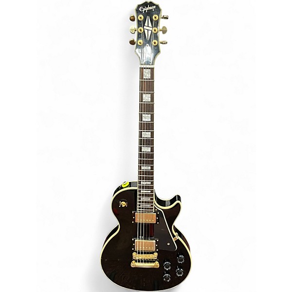 Used Epiphone Les Paul Custom Black and Gold Solid Body Electric Guitar