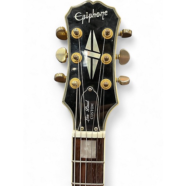 Used Epiphone Les Paul Custom Black and Gold Solid Body Electric Guitar