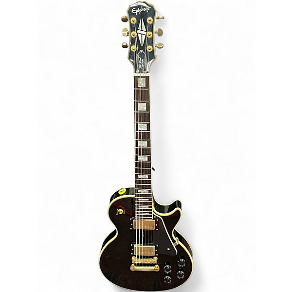 Used Epiphone Les Paul Custom Black and Gold Solid Body Electric Guitar