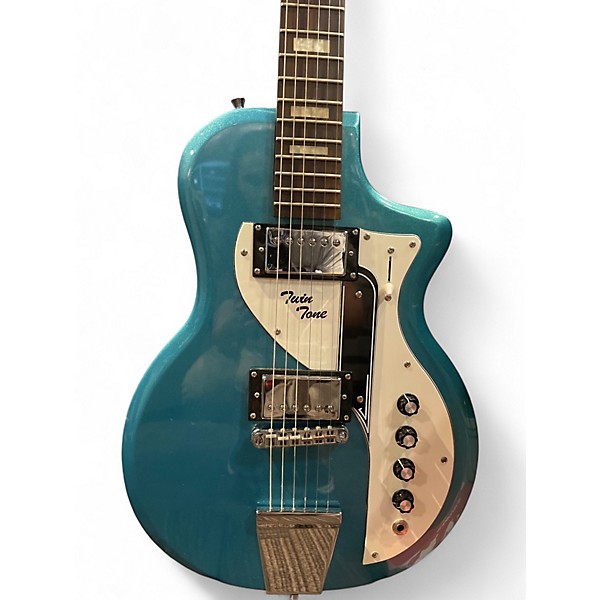 Used Eastwood Airline Twin Tone Blue Solid Body Electric Guitar