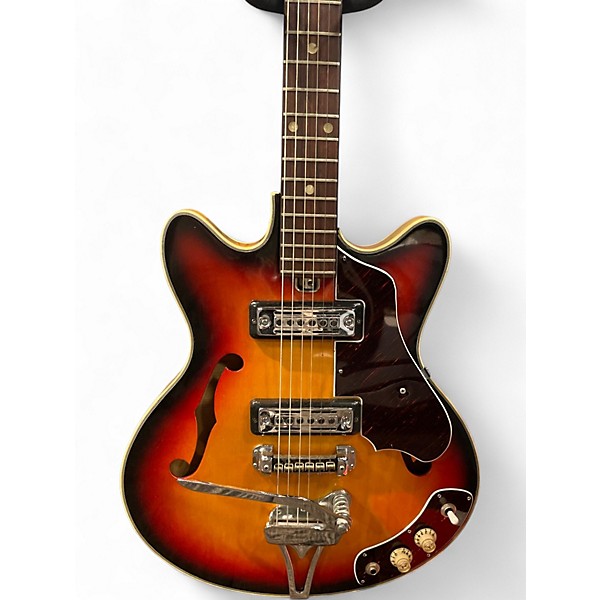 Vintage 1960s Silvertone 319  MIJ 2 Tone Sunburst Hollow Body Electric Guitar
