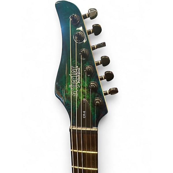 Used Schecter Guitar Research DIAMOND SERIES CR-6 Green Solid Body Electric Guitar