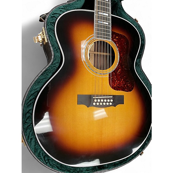 Used Guild F 512 2 Color Sunburst 12 String Acoustic Electric Guitar