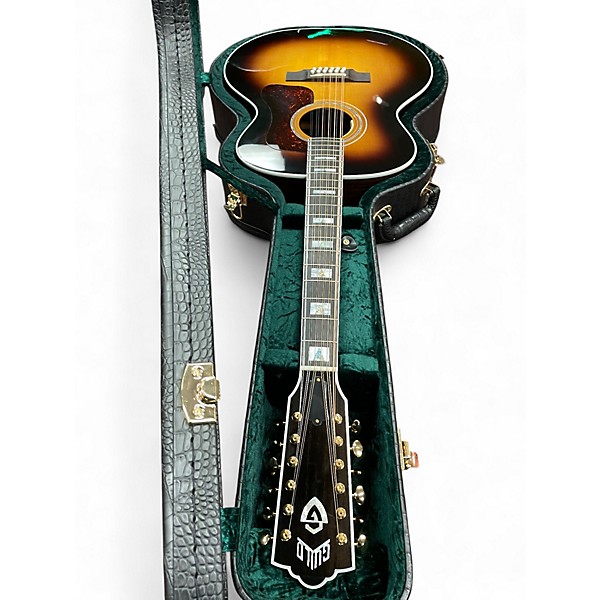 Used Guild F 512 2 Color Sunburst 12 String Acoustic Electric Guitar