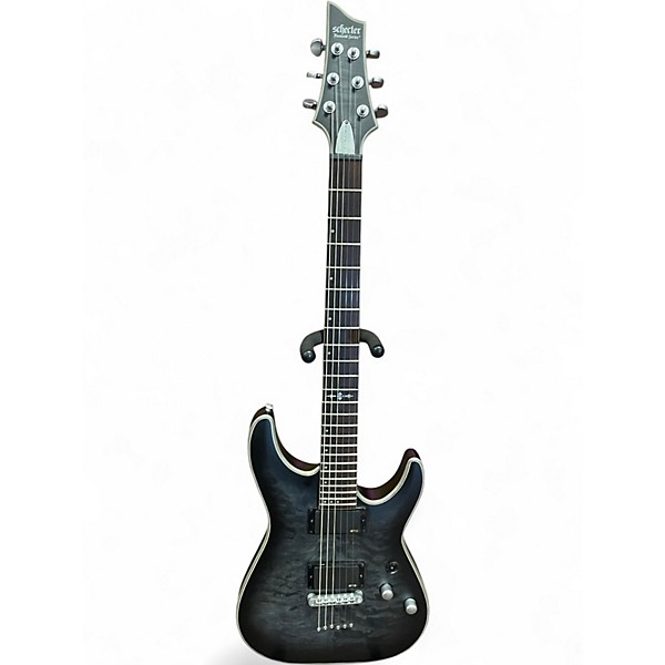 Used Schecter Guitar Research C1 Platinum Trans Black Solid Body Electric Guitar