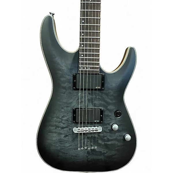 Used Schecter Guitar Research C1 Platinum Trans Black Solid Body Electric Guitar