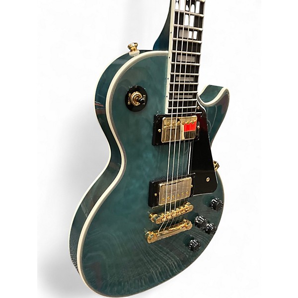 Used Epiphone Les Paul Custom Trans Blue Solid Body Electric Guitar