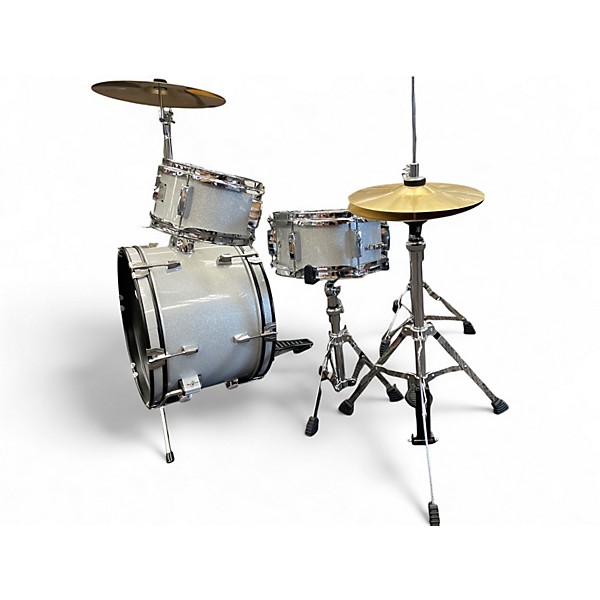 Used SPL 3 Piece lil kicker Metallic Silver Drum Kit