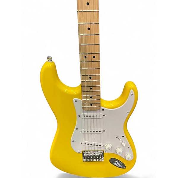 Used Squier Fender Limited Edition Squier Sonic Stratocaster HT Graffiti Yellow Solid Body Electric Guitar