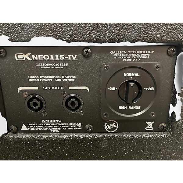 Used Gallien-Krueger Neo 115-IV 400W 1x15 Bass Cabinet