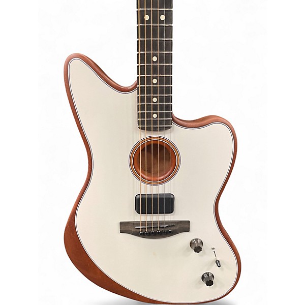 Used Fender american acoustasonic jazzmaster white Acoustic Electric Guitar