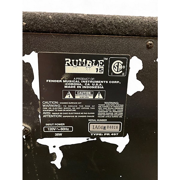 Used Fender Rumble 15 15W 1X8 Bass Combo Amp