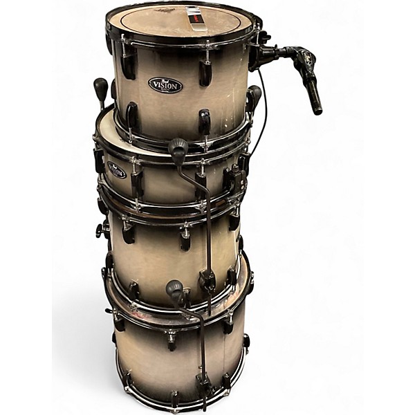 Used Pearl 5 Piece Vision Black and Silver Drum Kit