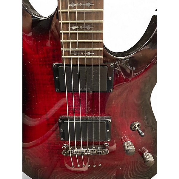 Used Schecter Guitar Research DENOM DIAMOND SERIES Crimson Red Burst Solid Body Electric Guitar