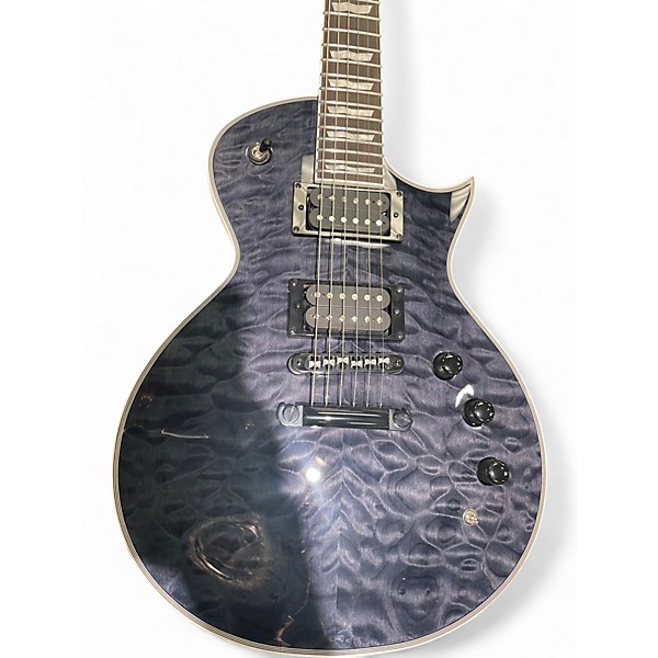 Used ESP LTD EC1000 Deluxe Piezo See Thru Black Solid Body Electric Guitar