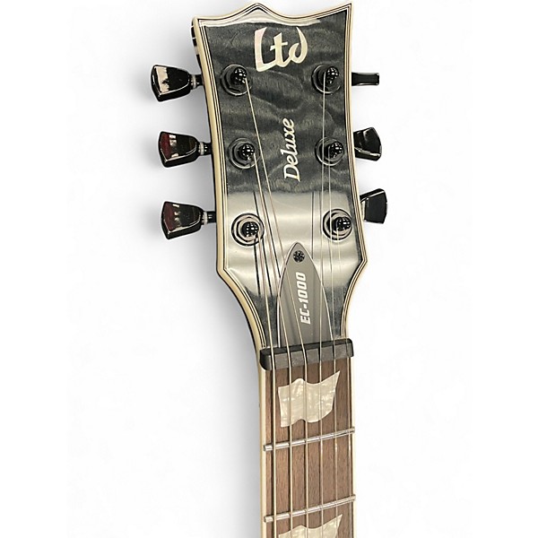 Used ESP LTD EC1000 Deluxe Piezo See Thru Black Solid Body Electric Guitar