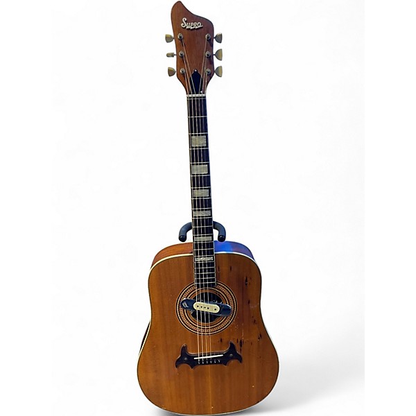 Vintage 1960s Supro s-10 jUMBO Natural Acoustic Electric Guitar