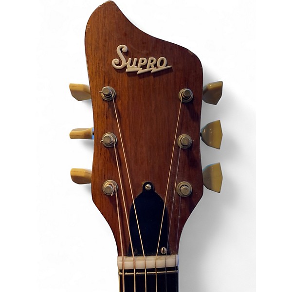 Vintage 1960s Supro s-10 jUMBO Natural Acoustic Electric Guitar