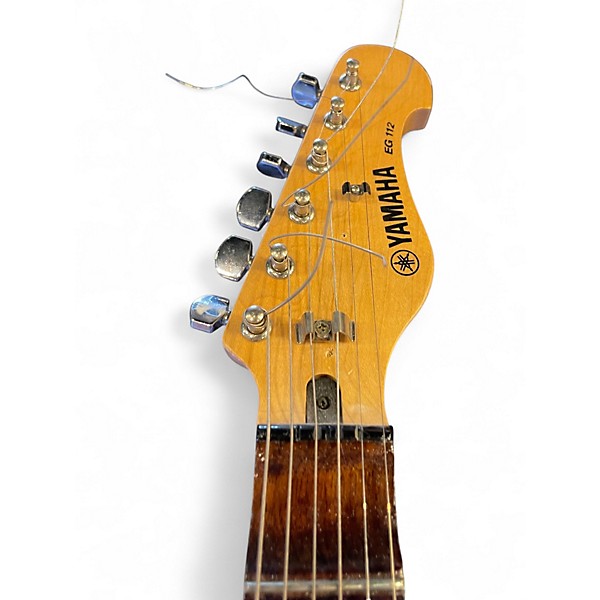 Used Yamaha EG112 Scalloped FingerBoard Black and White Solid Body Electric Guitar