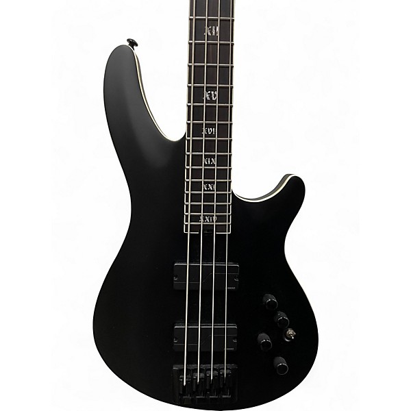 Used Schecter Guitar Research SLS Elite 4 Evil Twin Satin Black Electric Bass Guitar