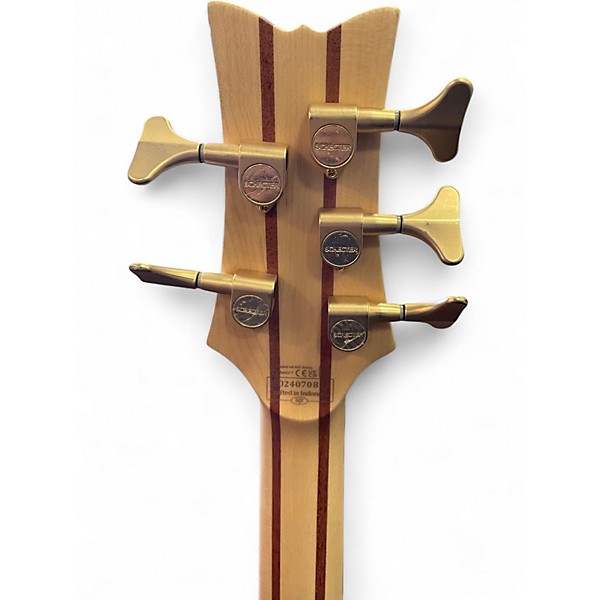 Used Schecter Guitar Research Stiletto Custom 5 String Natural Electric Bass Guitar