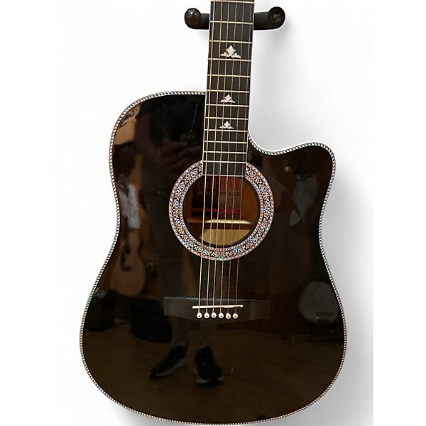 Used Esteban Black and Silver BLACK Acoustic Electric Guitar