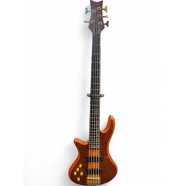 Used Schecter Guitar Research Stiletto Studio 5 String Left Handed Satin Honey Electric Bass Guitar