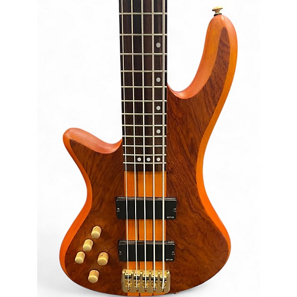 Used Schecter Guitar Research Stiletto Studio 5 String Left Handed Satin Honey Electric Bass Guitar
