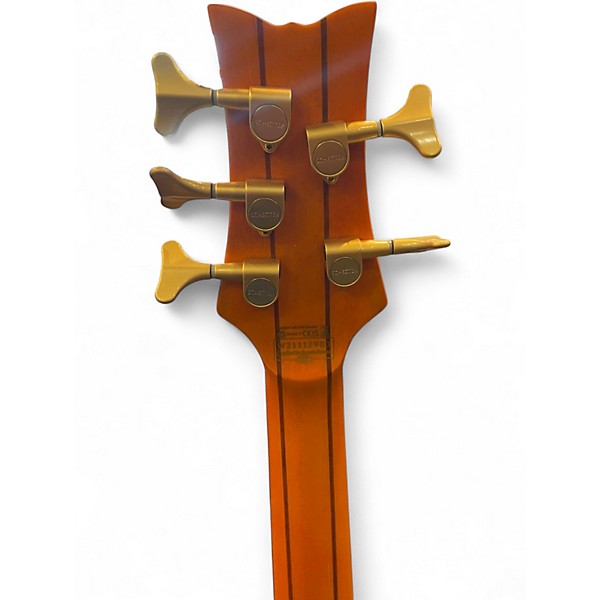 Used Schecter Guitar Research Stiletto Studio 5 String Left Handed Satin Honey Electric Bass Guitar