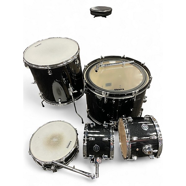 Used Ludwig 5 Piece ACCENT BLACK SPARKLE Drum Kit
