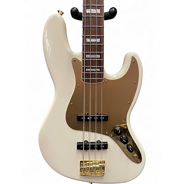 Used Squier 40TH ANNIVERSARY JAZZ BASS GOLD EDITION Olympic White Electric Bass Guitar