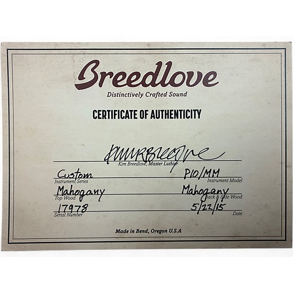 Used Breedlove CUSTOM P10/MM Mahogany Acoustic Guitar